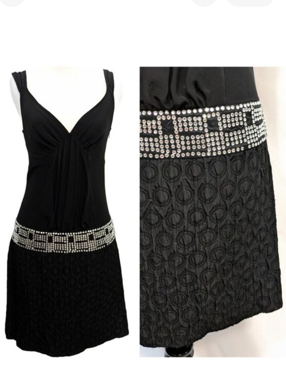 NEW Tracy Reese Black Silk Dress With Rhinestones - Size 2 Womens